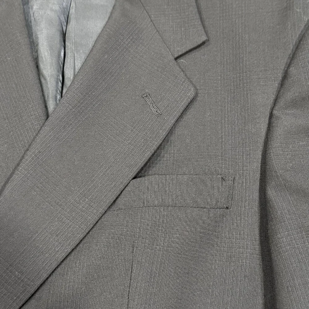 Hart Schaffner Marx Blazer Plaid Wool Blend Two Button Suit Jacket USA Mens 42R